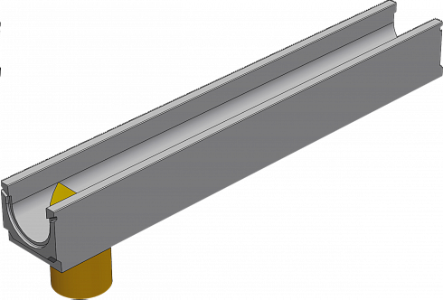 BGU Универсальный лоток DN100, ширина 140, с вертикальным водосливом, без уклона картинка